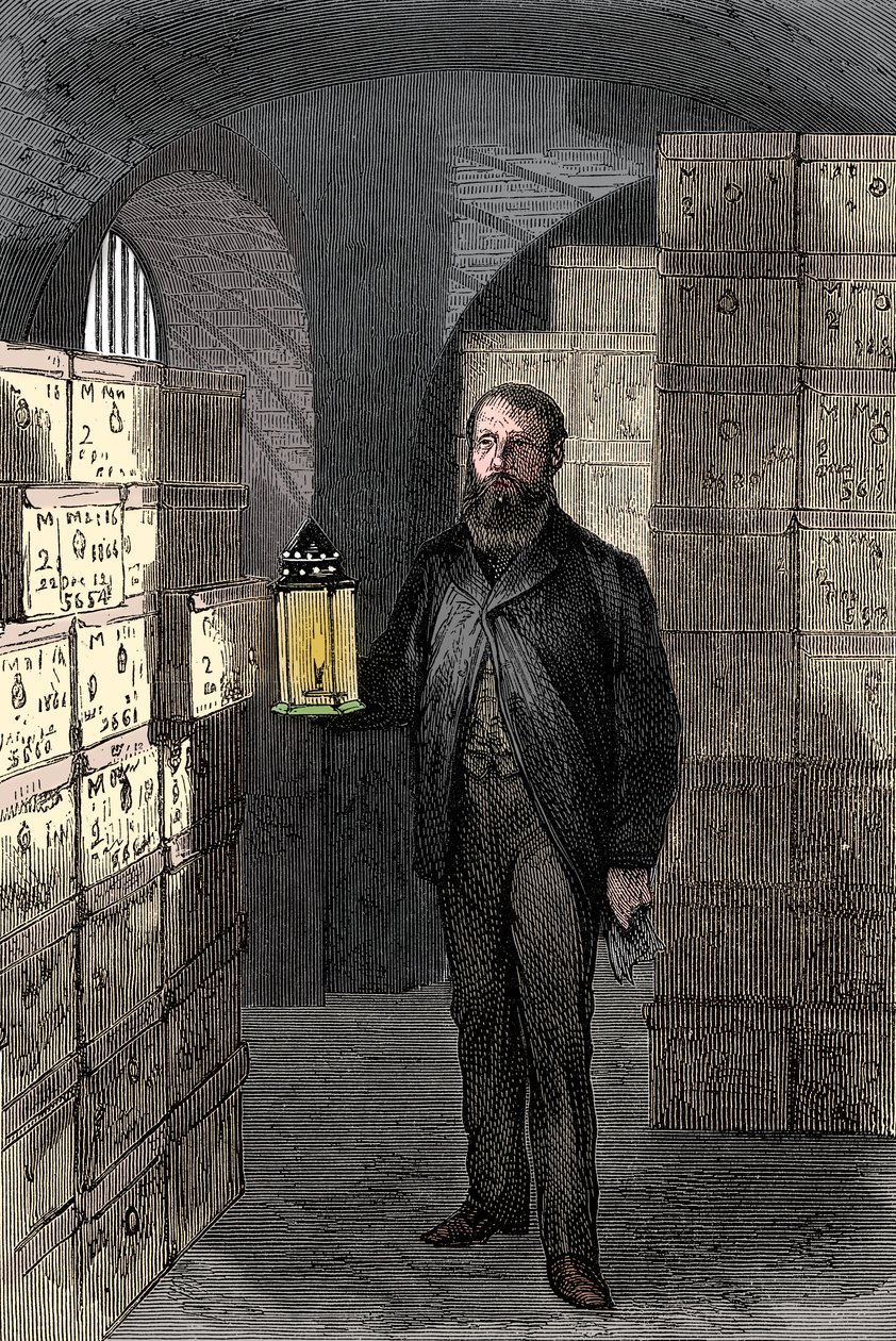 Sedelförråd i Bank of Englands valv, c1870 av Unbekannt