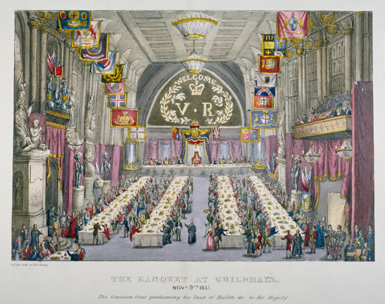 Bankett i Guildhall för att hedra drottning Victoria, City of London, 1837 av Unbekannt