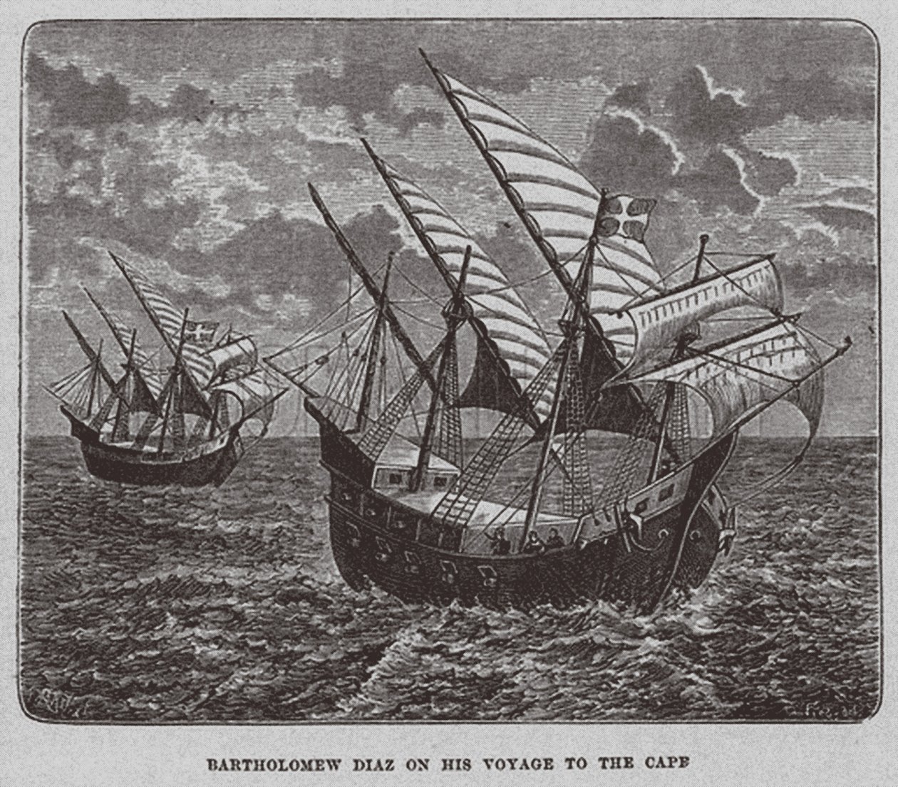Bartholomew Diaz på sin resa till Sydafrika, 1878 av Unbekannt