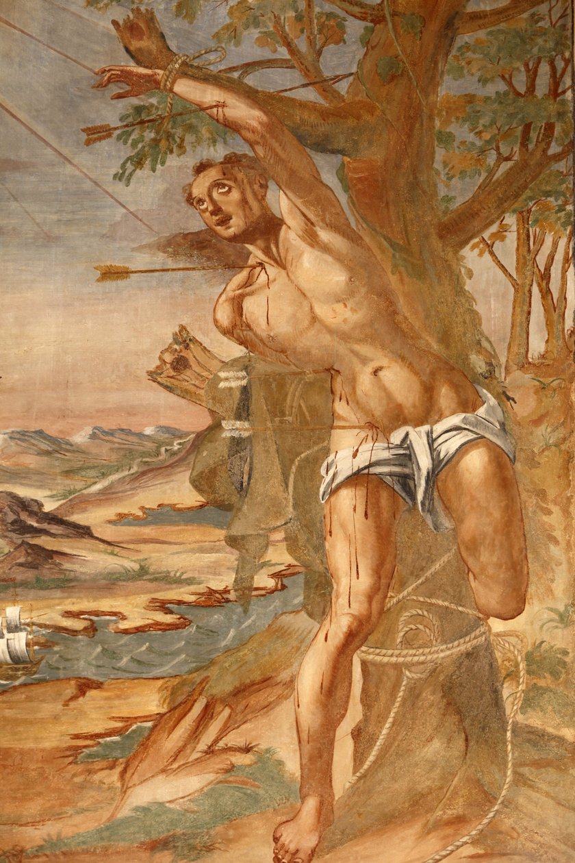 Basilikan Santa Caterina, Galatina, Apulien Fresco i klostret Målad av BrJoseph av Gravina 1696, Galatina, Italien av Unbekannt
