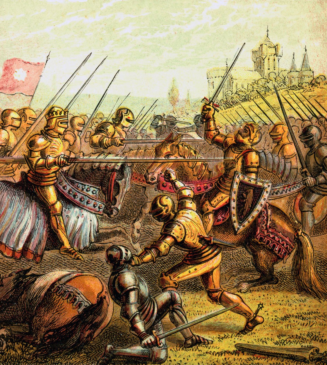 Slaget vid Tewkesbury, 1471, c1850 av Unbekannt
