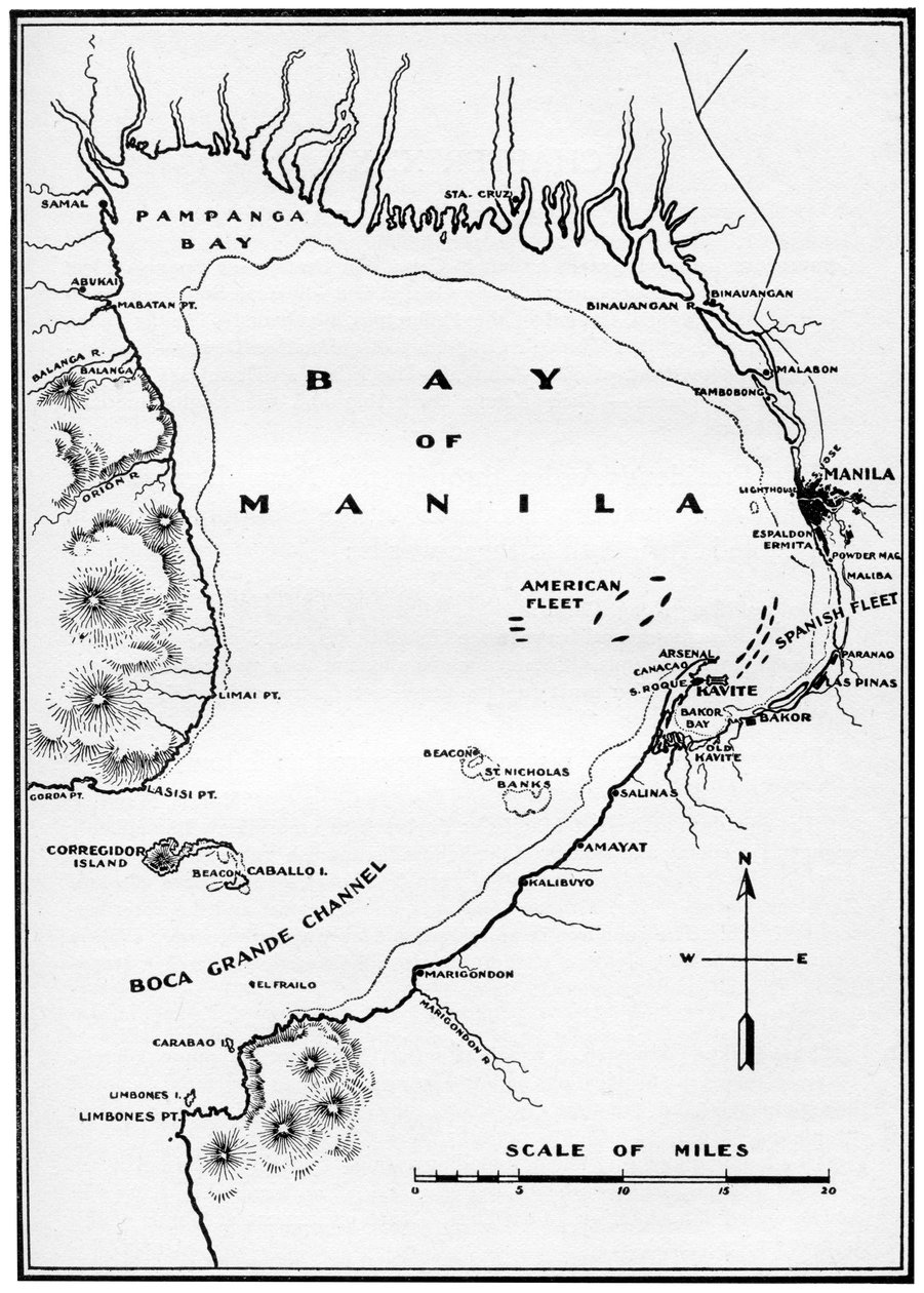 Slaget vid Manila Bay, Filippinerna, spansk-amerikanska kriget, 1898 av Unbekannt
