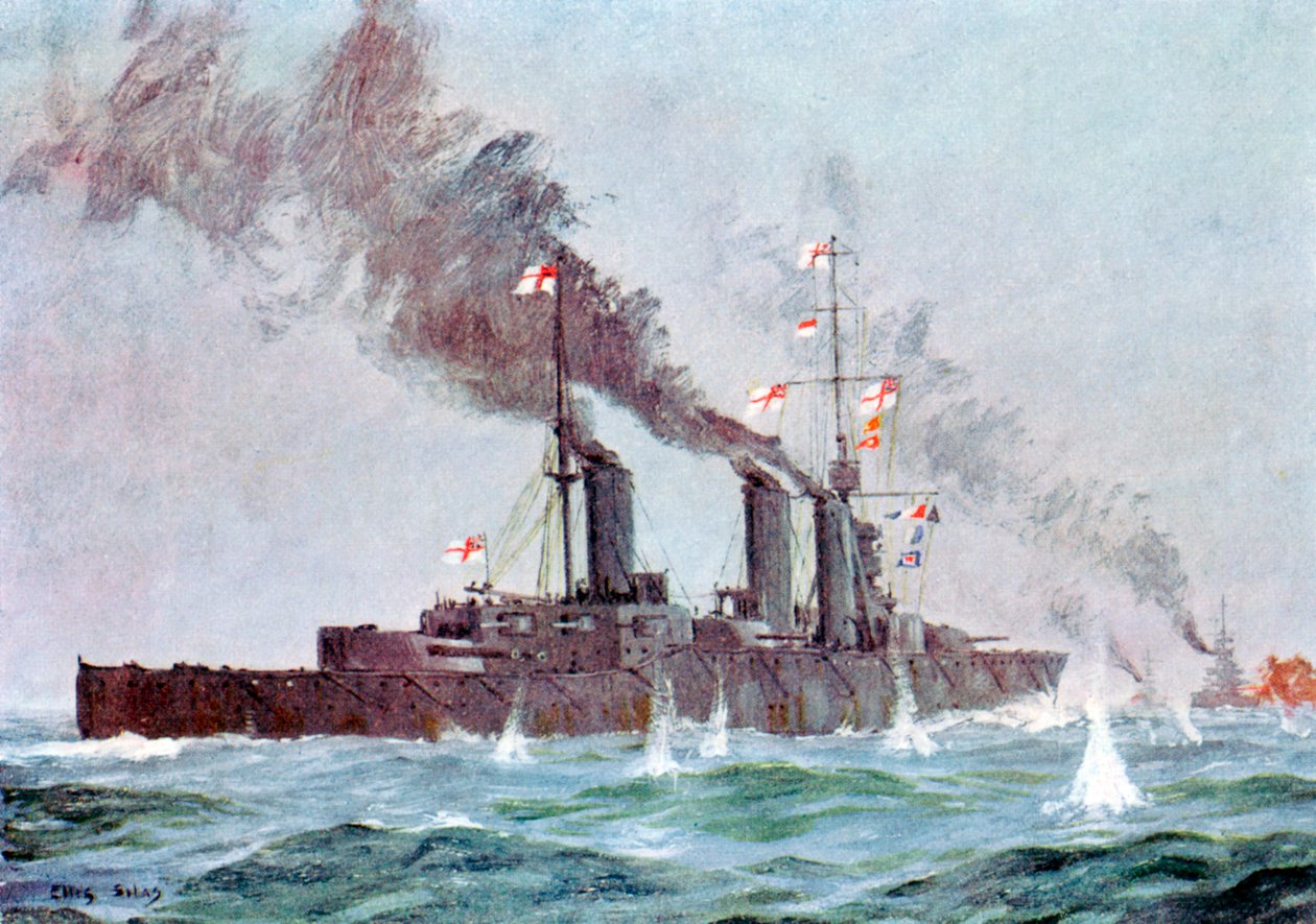 Battlecruiser HMS Lion kommer i aktion, Battle of Jutland 31 maj - 1 juni 1916 av Unbekannt