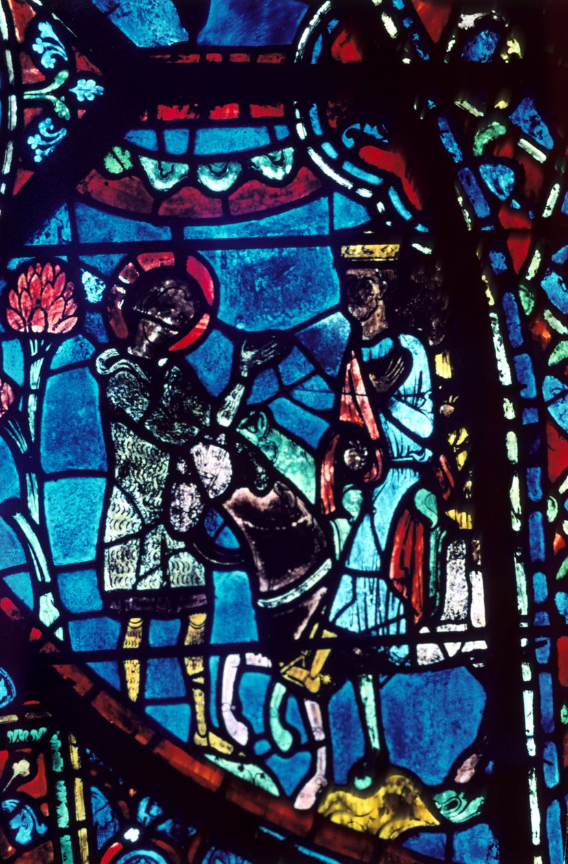 Baudoin berättar för Karl den Store om Rolands död, målat glas, Chartres katedral, 1194-1260 av Unbekannt