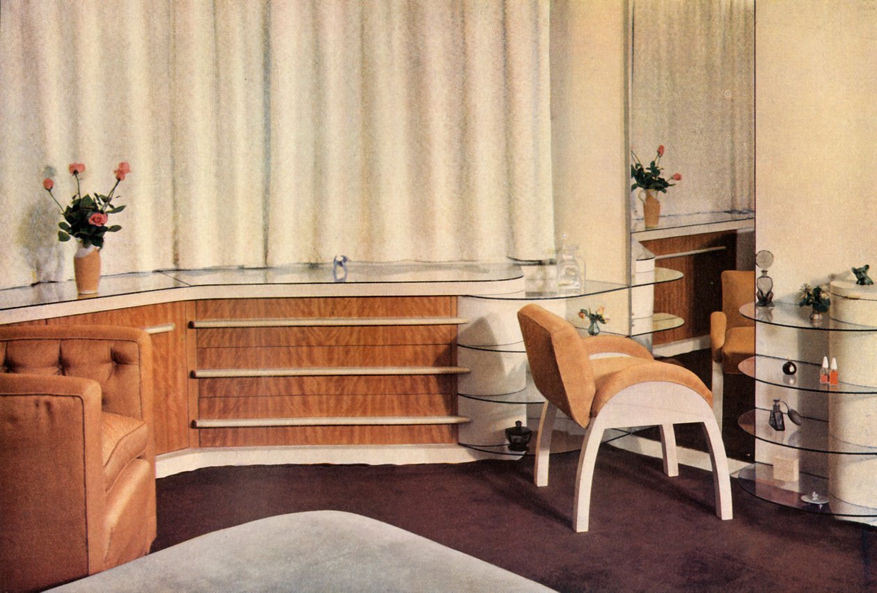 Sovrum i Hampstead, London, designat av J. Duncan Miller för Mrs. Schneerson, 1937. av Unbekannt