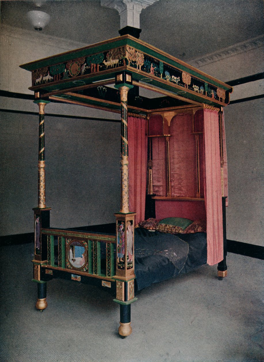 Sängställe dekorerad av Jessie Bayes, c1913 av Unbekannt