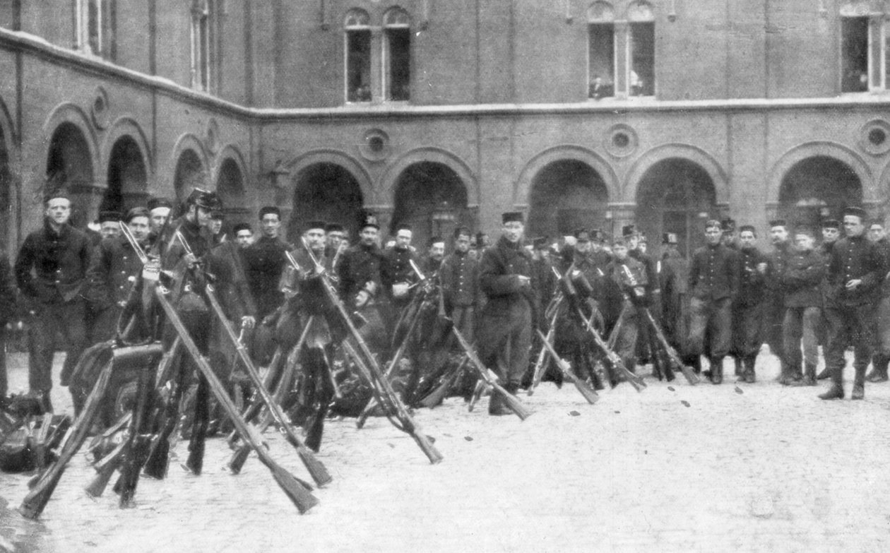 Belgiska soldater från 9:e blandade brigaden, slaget vid Liege, Belgien, 5-16 augusti 1914 av Unbekannt