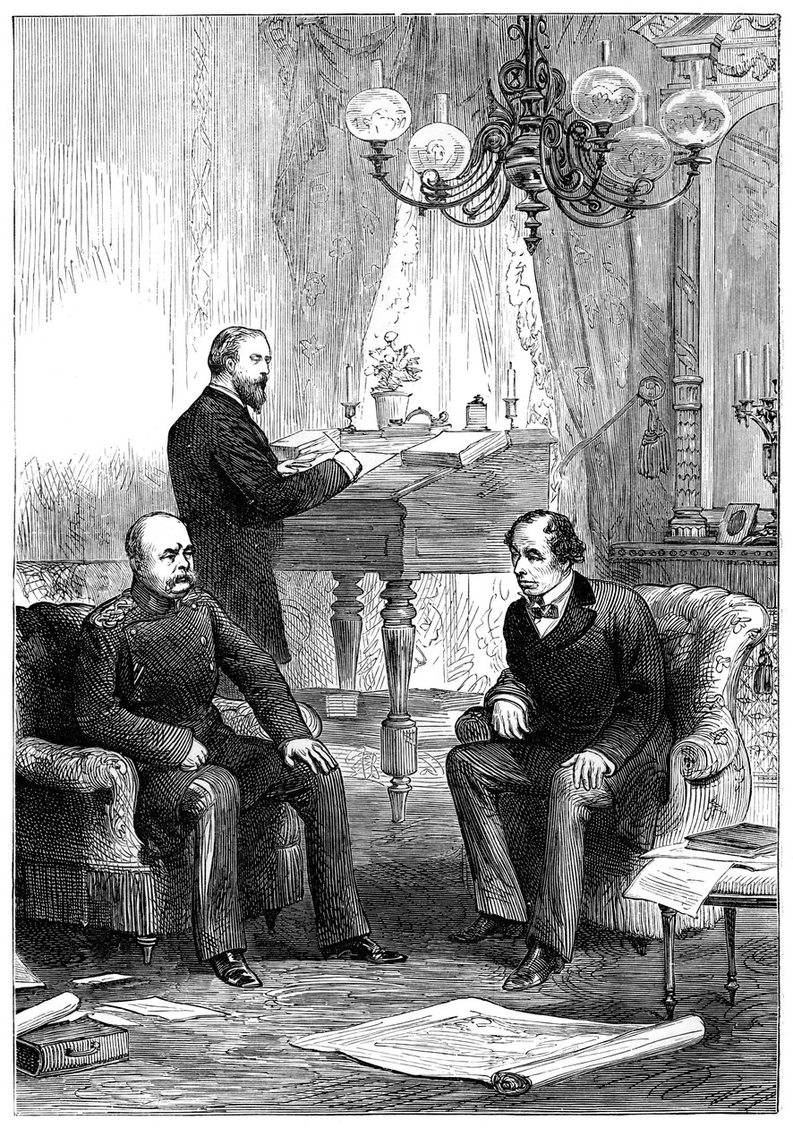 Benjamin Disraeli 1804-1881 möte med Otto von Bismarck 1815-1898, Berlin, 1878 av Unbekannt