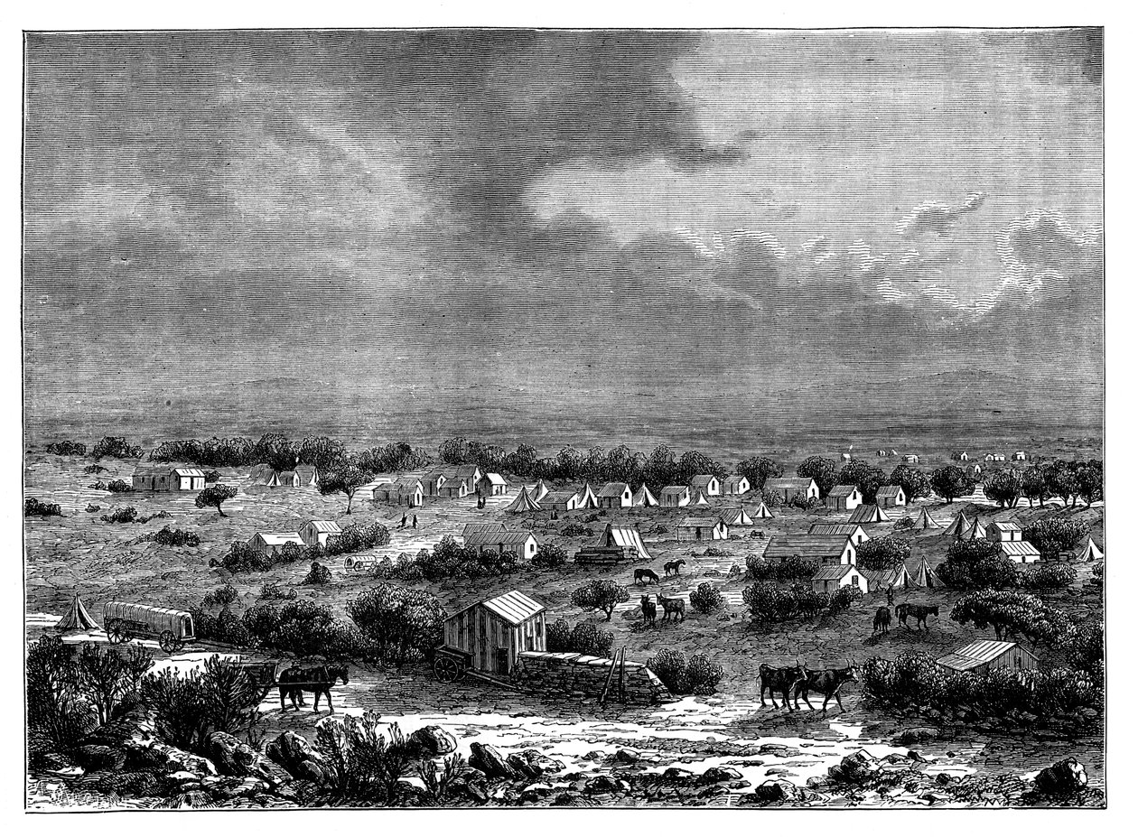 Berkly eller Klipdrift, en stad i Griqualand West, Sydafrika, c1890 av Unbekannt