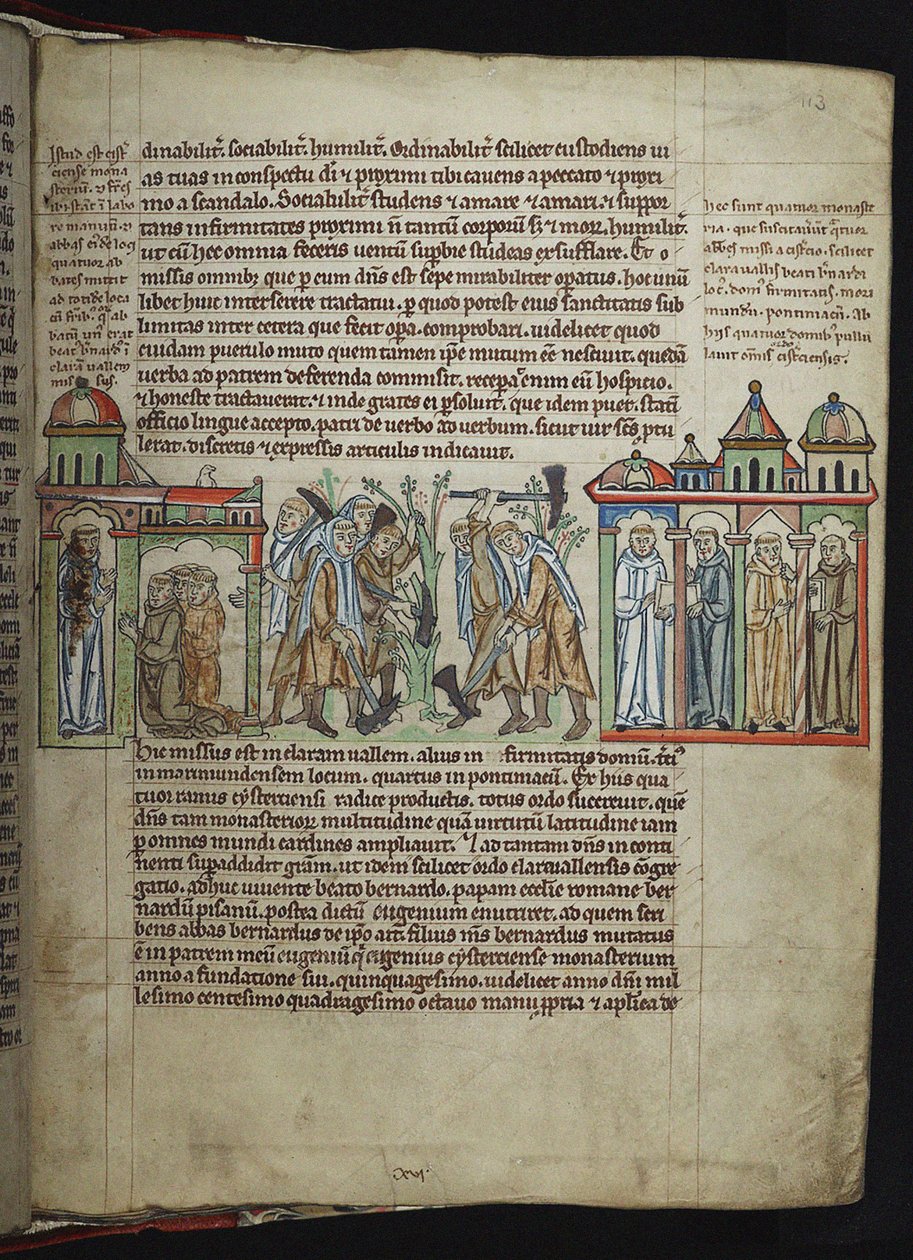 Bernard av Clairvaux skickar munkar till dotterhus, cisterciensermunkar, 1249-1250. av Unbekannt