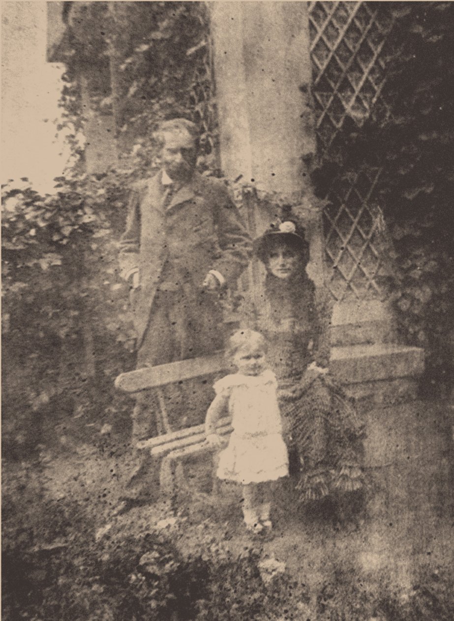 Berthe Morisot, hennes man Eugène Manet och deras dotter, Julie, ca 1881 av Unbekannt