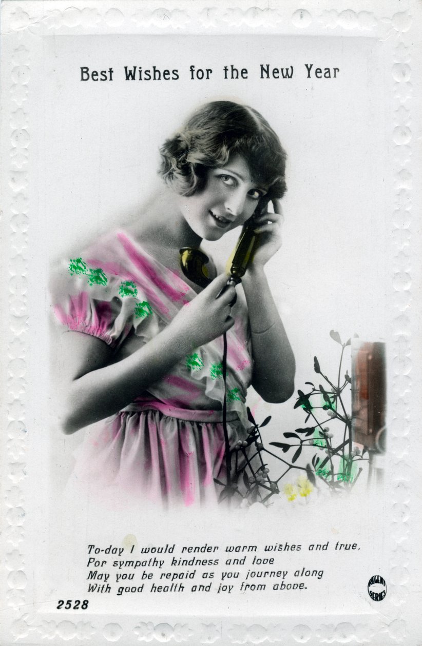 Bästa önskningar för det nya året, gratulationskort, c1920-talet av Unbekannt