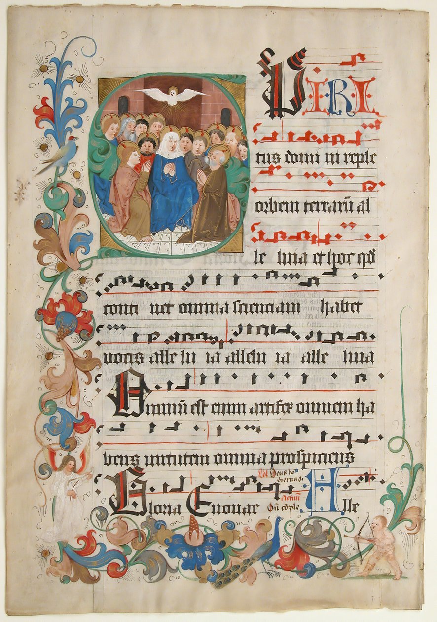 Bifolium från ett Gradual, sent 1400-tal. av Unbekannt