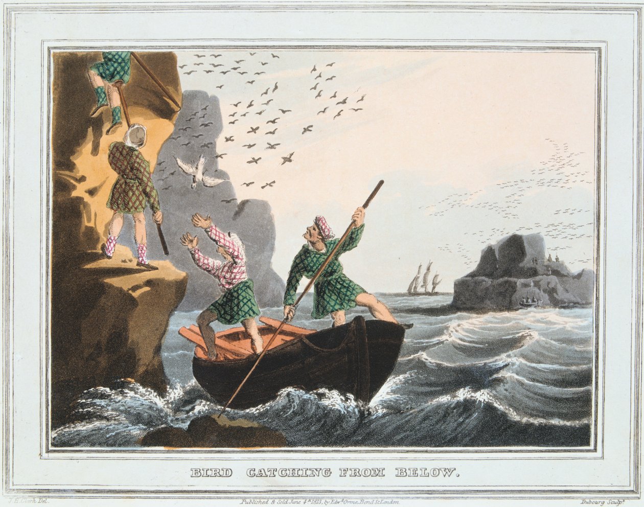 Fågelfångst underifrån, Shetlandsöarna, 1813 av Unbekannt