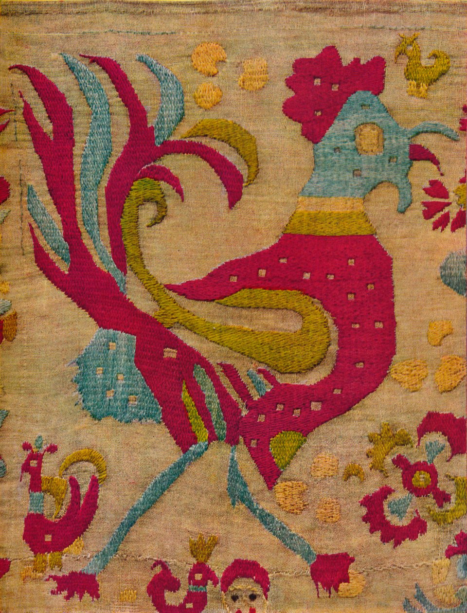 Fågelmotiv hane från en broderad mantel av Joniska öarna, c1640 av Unbekannt