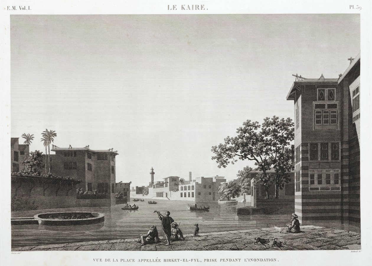Birket-al-Fyl, Kairo, Egypten, under översvämningen, ca 1798 av Unbekannt