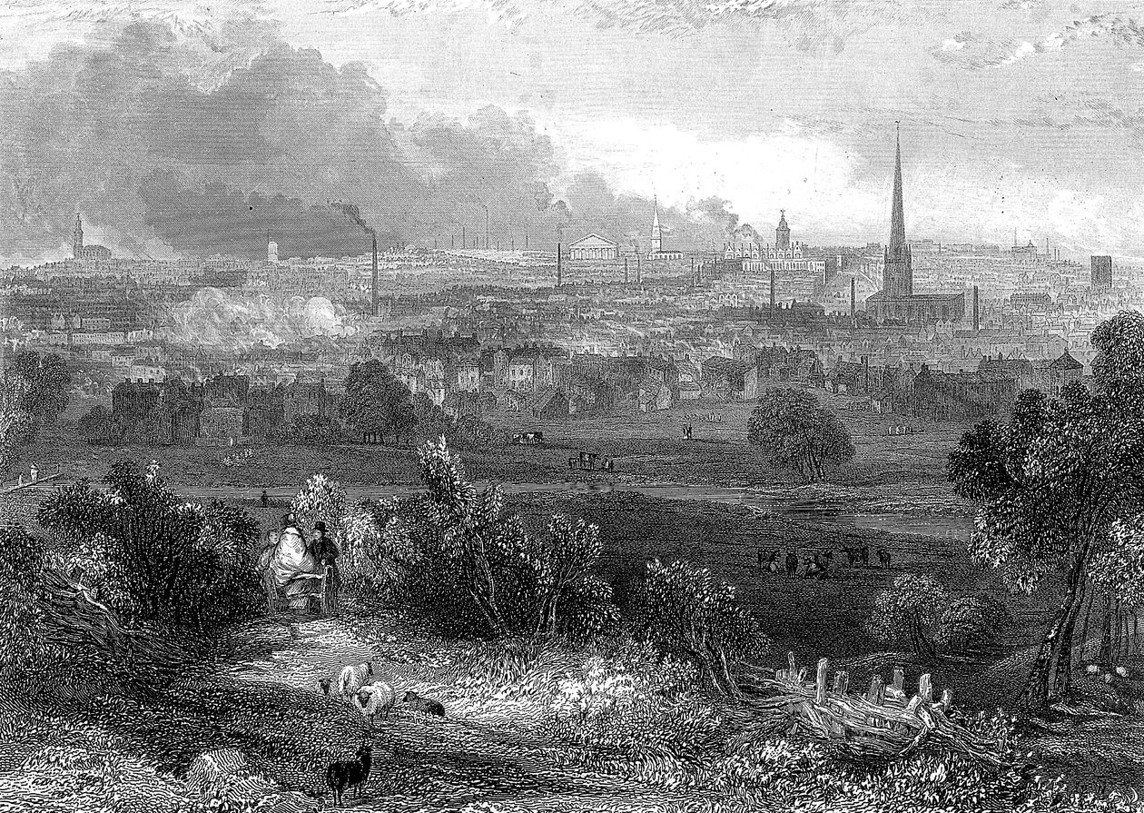 Birmingham sett från söder med rökande skorstenar, c1860 av Unbekannt