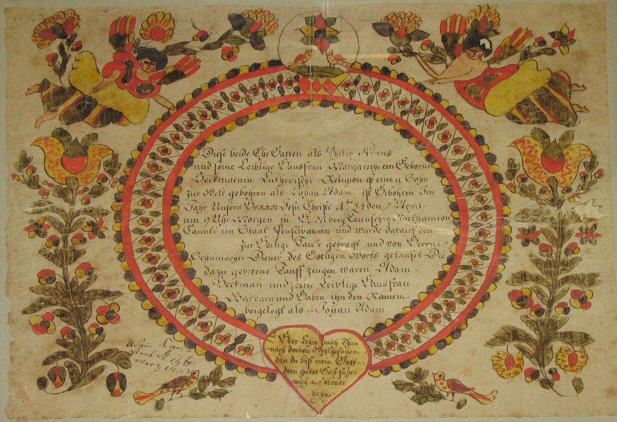Födelse- och dopbrev, 1784. av Unbekannt