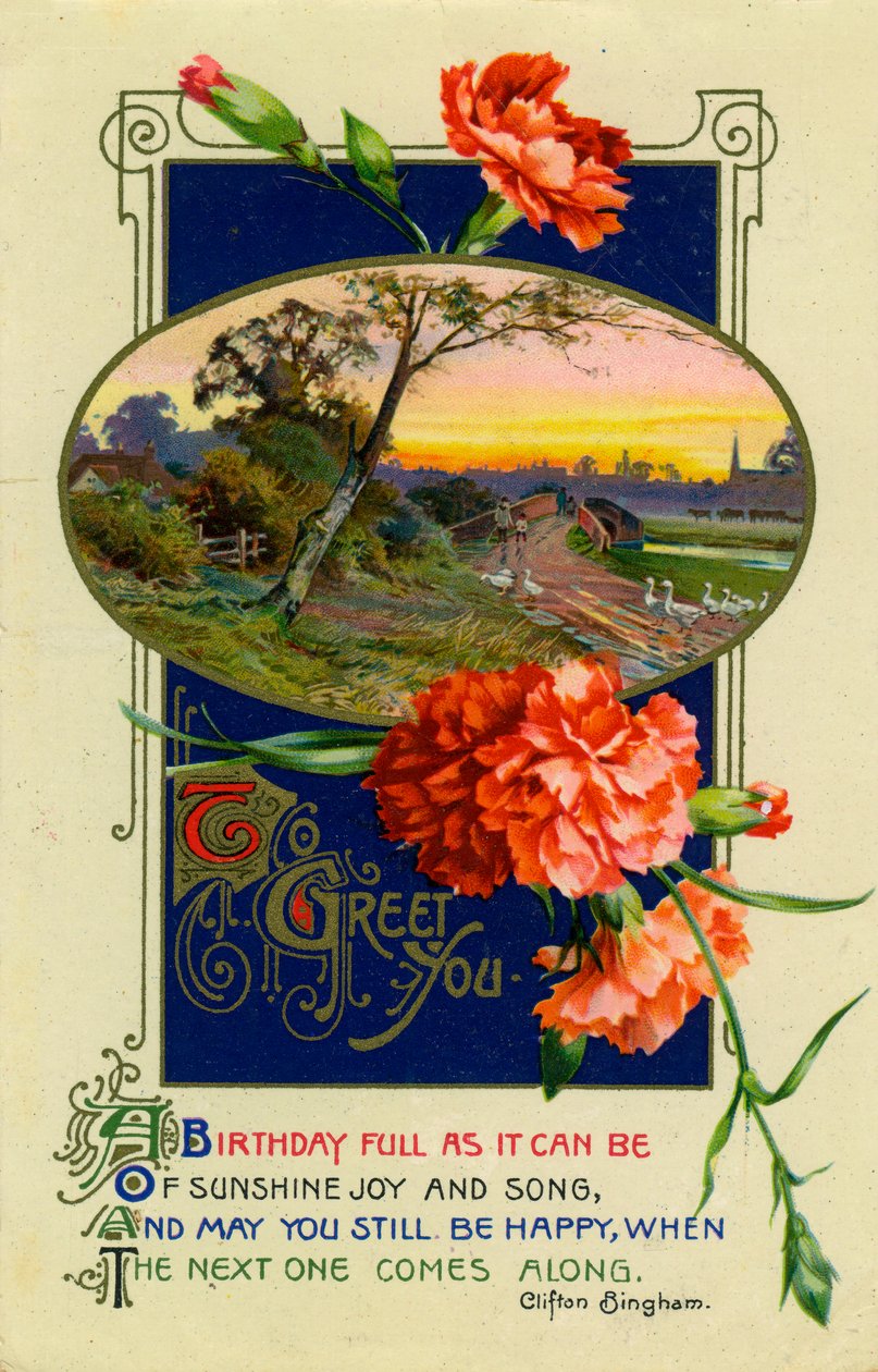 Födelsedagsvykort, c1911 av Unbekannt