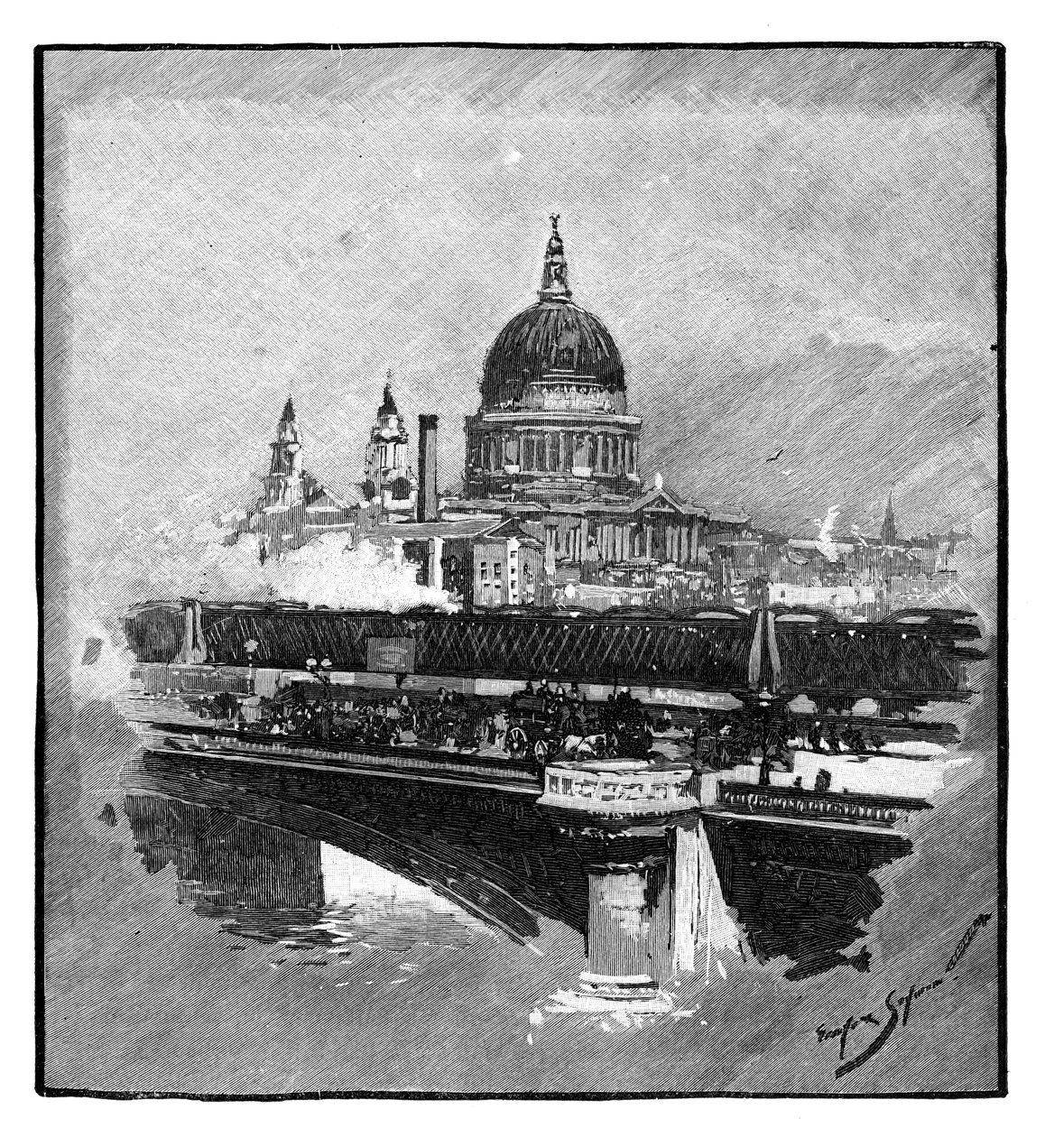 Blackfriars Bridge och St Pauls Cathedral, London av Unbekannt