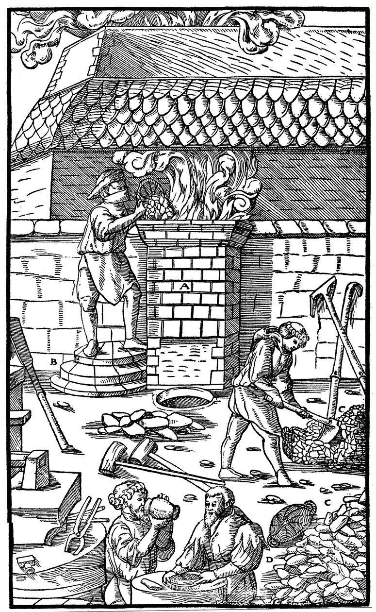 Masugn för smältning av järnmalm, 1556 av Unbekannt