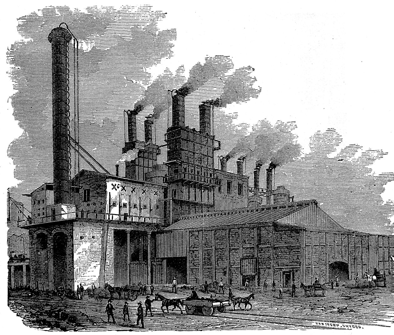 Masugnar vid Phoenix Iron and Bridge Works, Phoenixville, Pennsylvania, USA, 1873 av Unbekannt