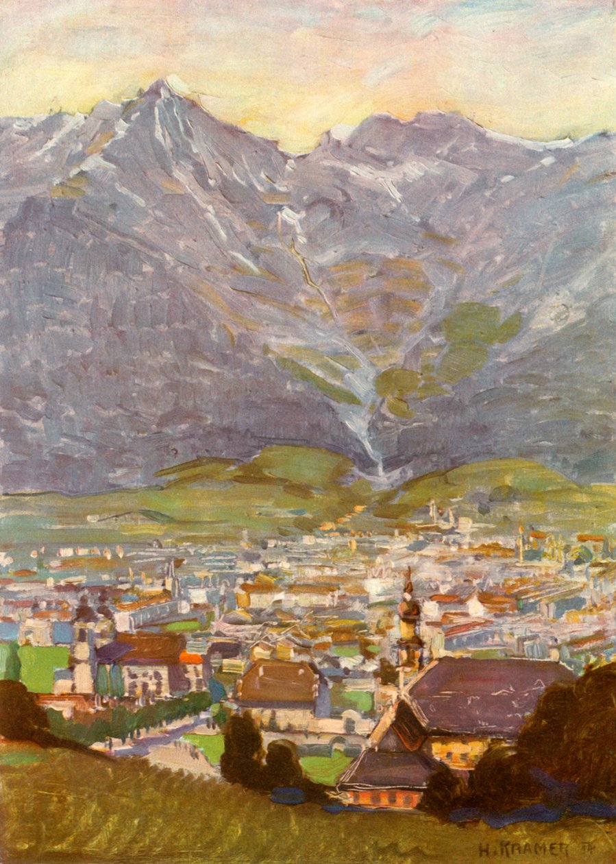 Blick vom Berg Isel auf Innsbruck, Utsikt från Bergisel av Innsbruck, c1929. av Unbekannt