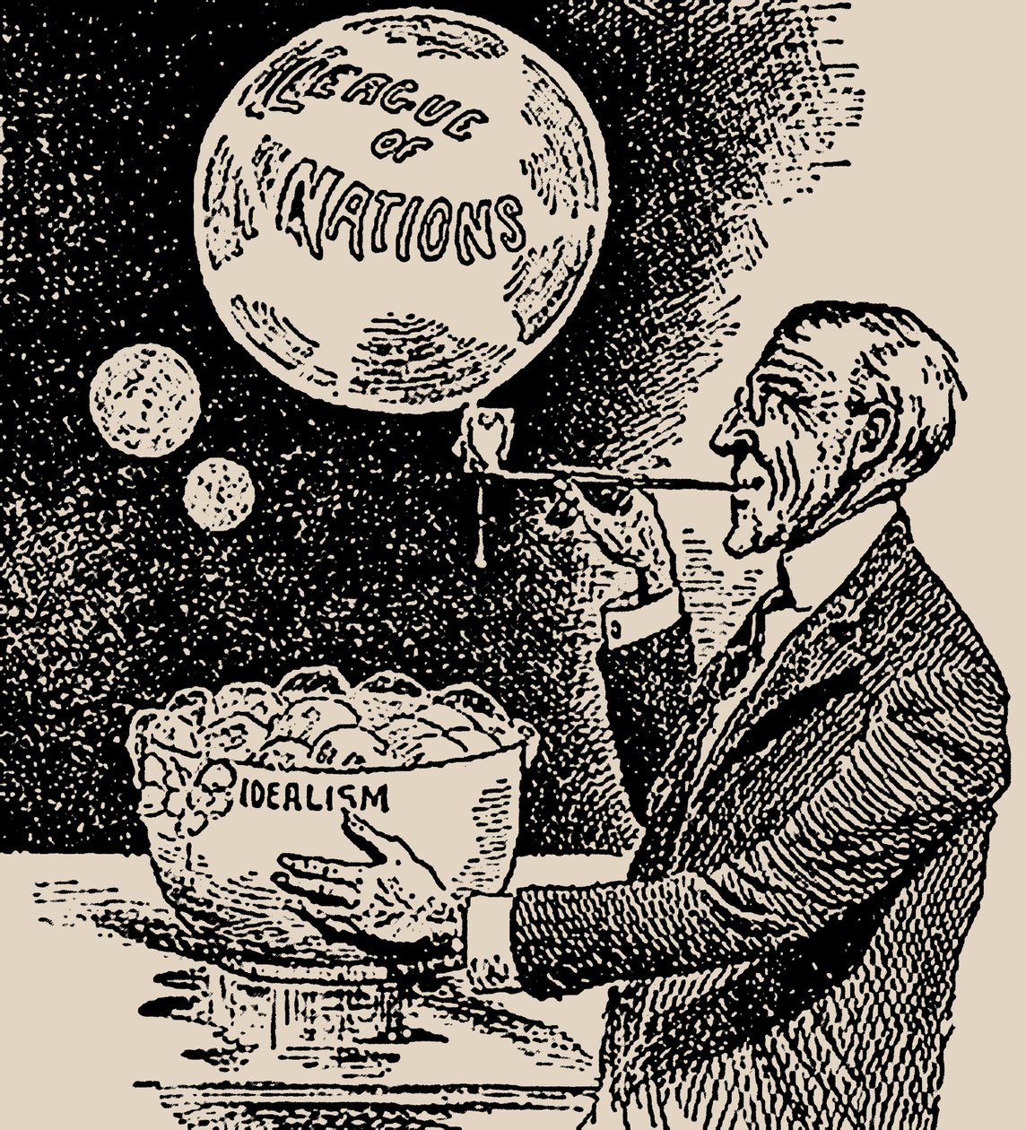 Blåser bubblor. Woodrow Wilson och Nationernas förbund, 1919. av Unbekannt