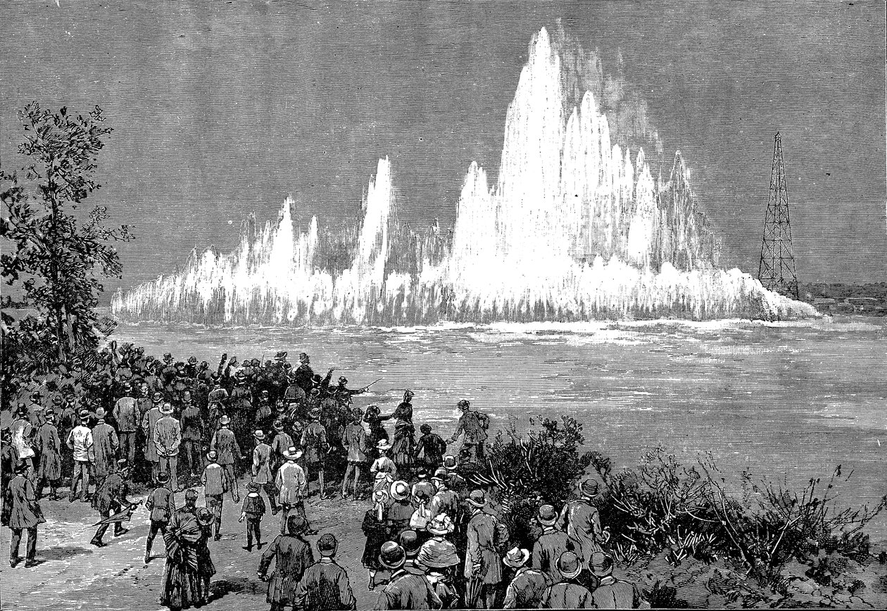 Spränga upp Flood Rock, 1885 av Unbekannt