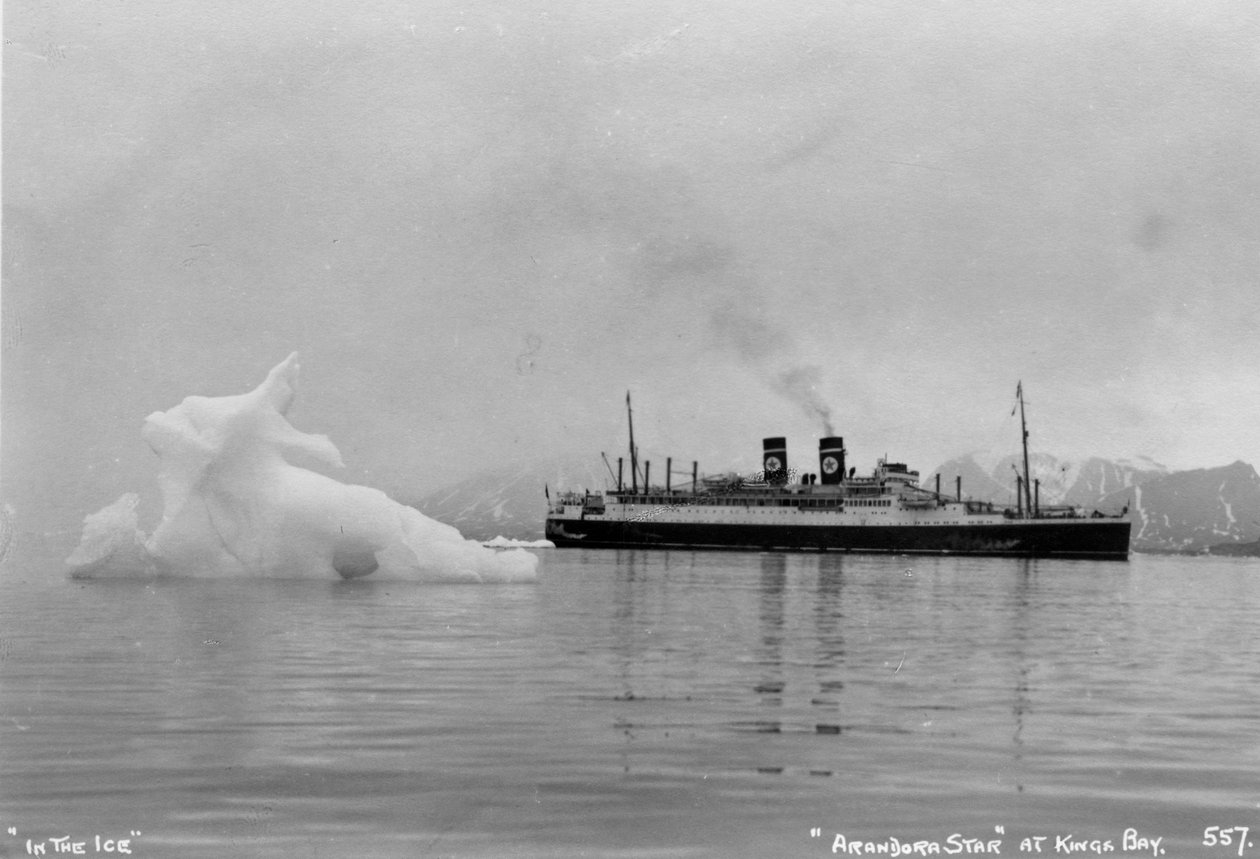 Blue Star Lines kryssningsfartyg SS Arandora Star, Kongsfjorden, Spitzbegen, Norge, 1929 av Unbekannt
