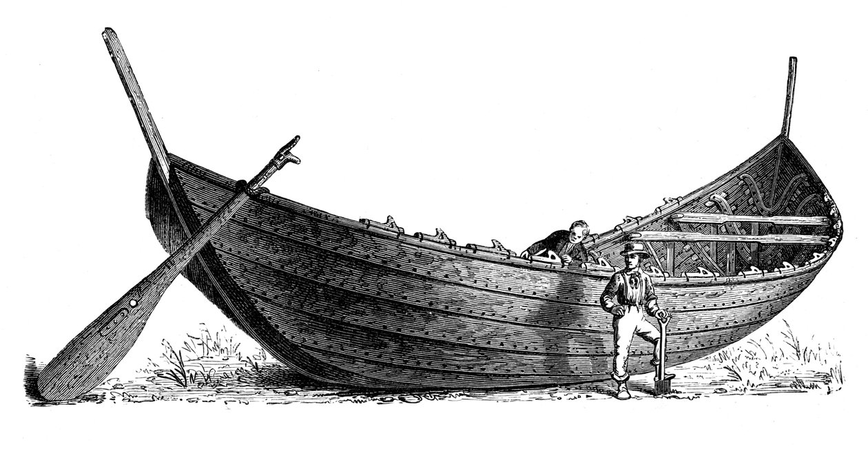 Båt för fjorton par åror, funnen i Nydam, Jylland, 1892 av Unbekannt