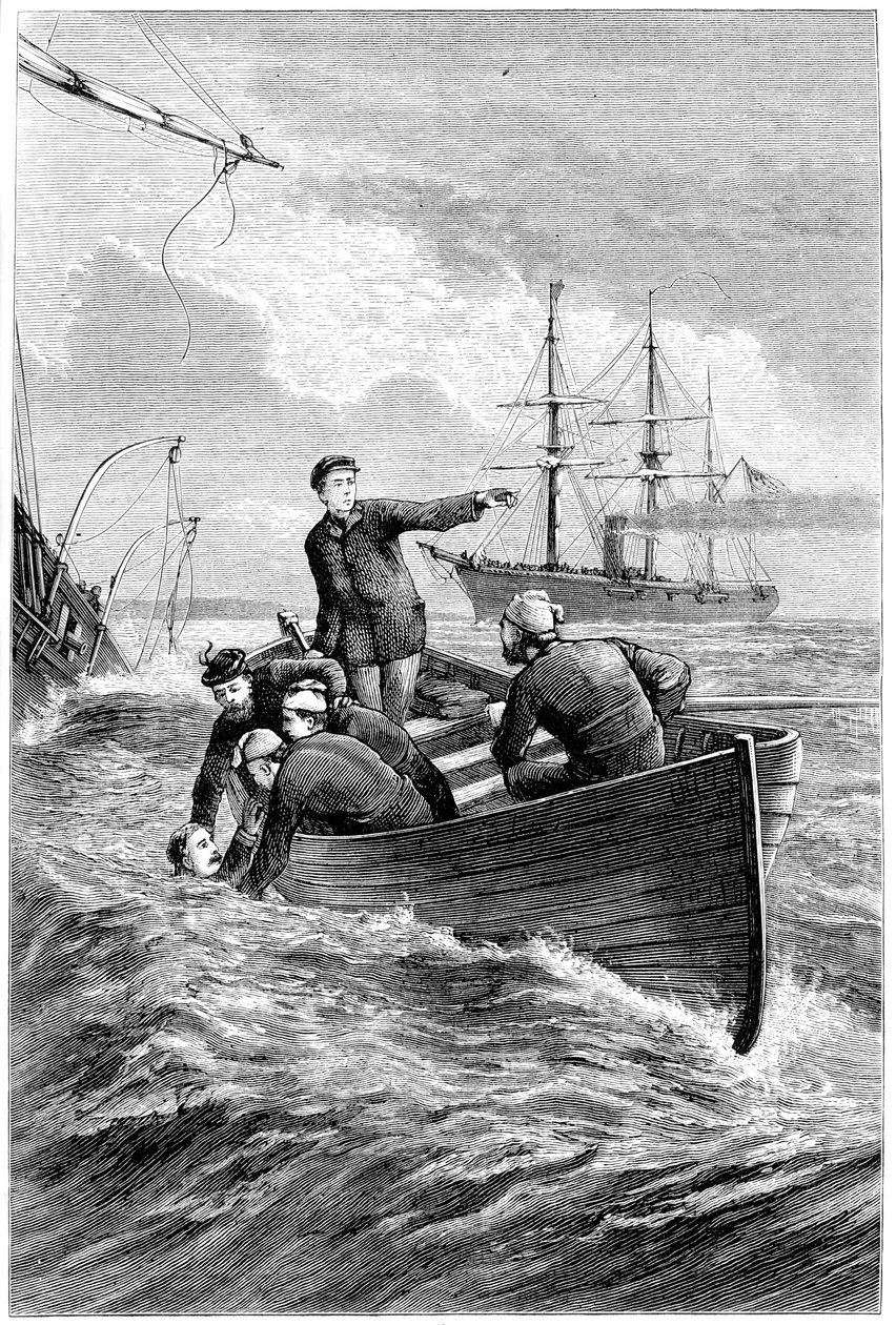 Boat of the Deerhound som räddar kapten Raphael Semmes, 1864 c1880 av Unbekannt