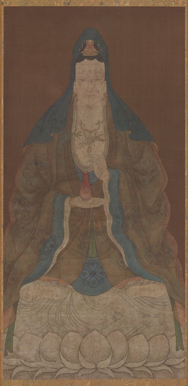 Bodhisattva Avalokiteshvara Guanyin med vas och pilkvist, Mingdynastin, 1368-1644. av Unbekannt