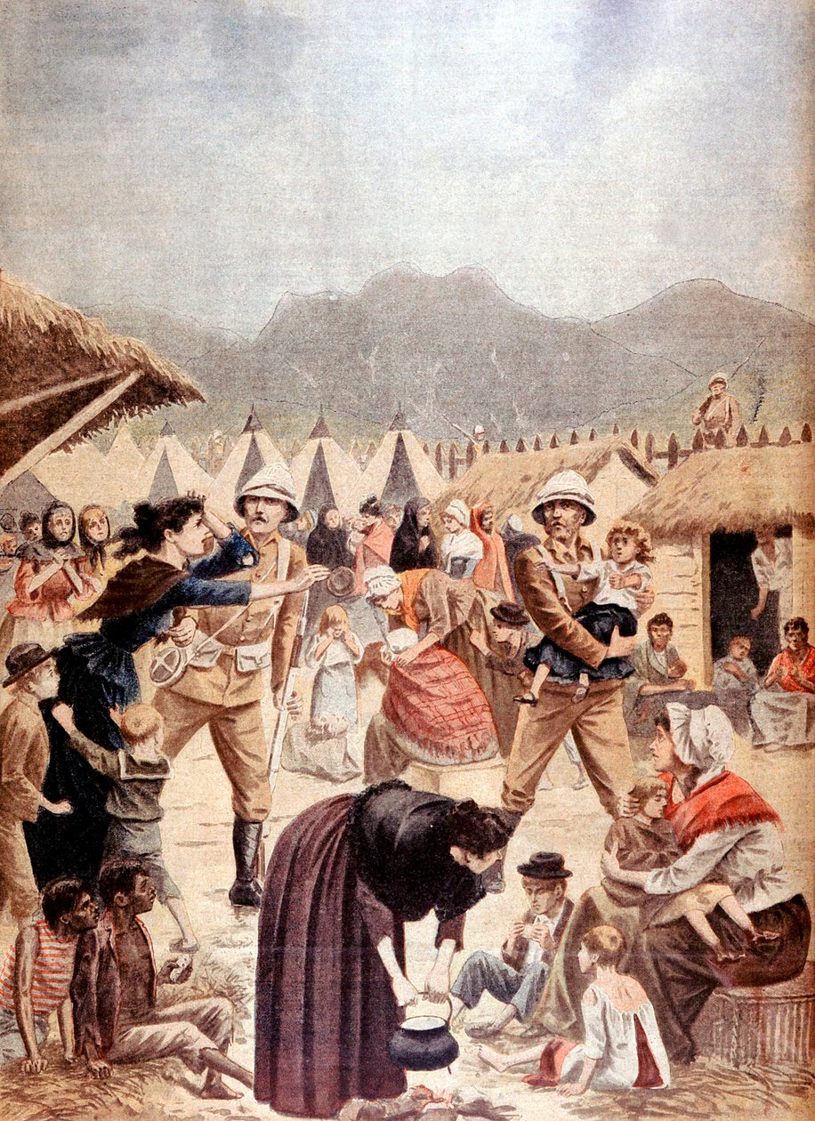 Boerkvinnor och barn i ett brittiskt koncentrationsläger i Transvaal, Boerkriget, 1901 av Unbekannt