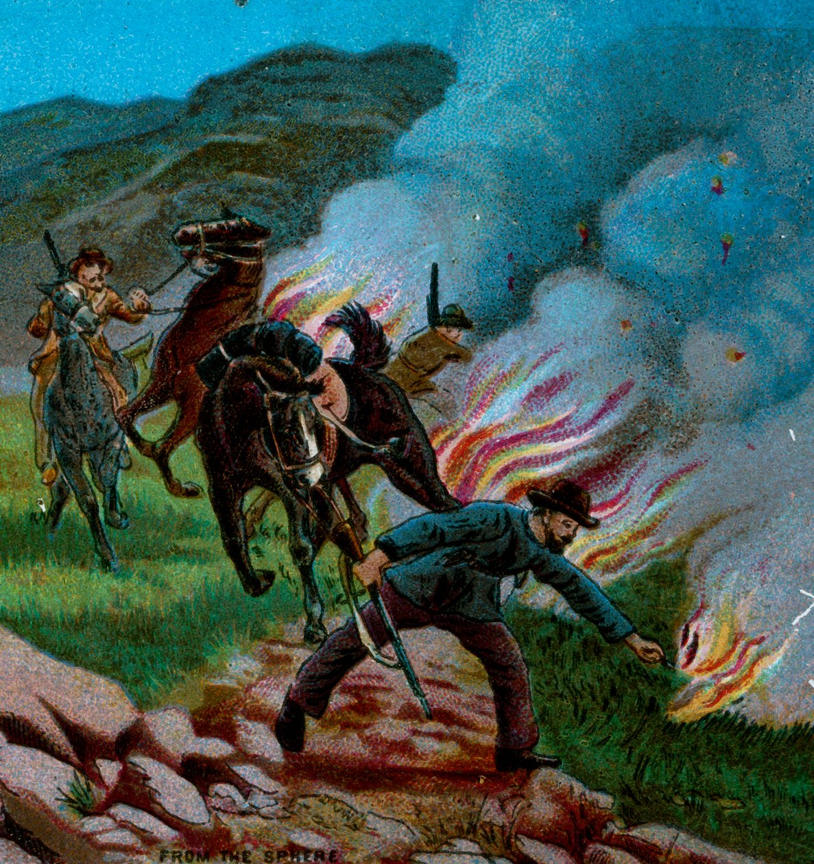 Boers Fireing the Veldt, 1900 av Unbekannt