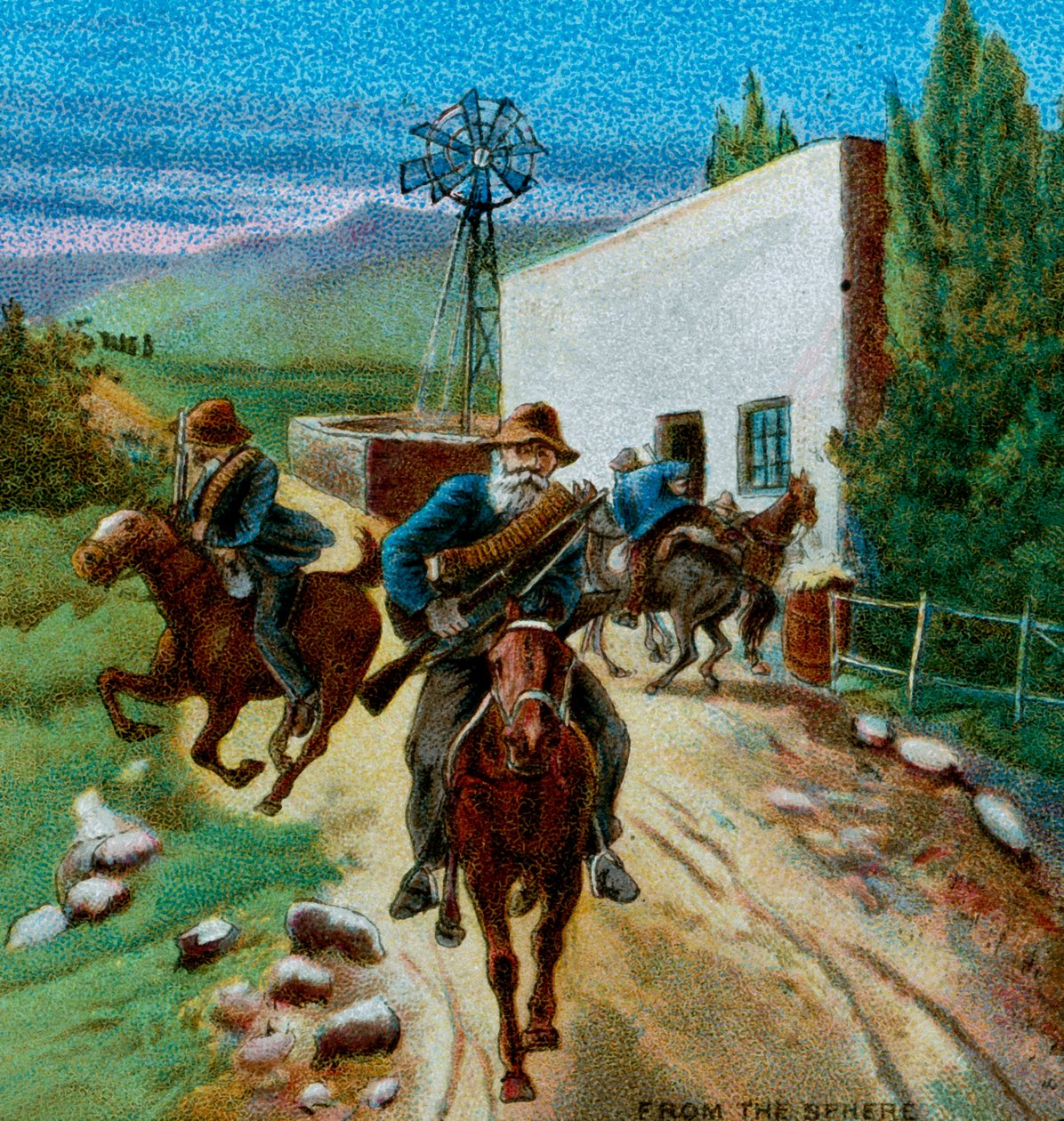 Boers retirating from a farmhouse, 1900 av Unbekannt