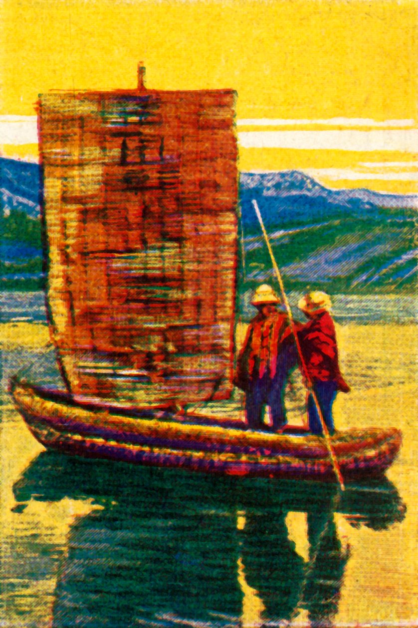 Boliviansk segelflotte gjord av vass, c1928. av Unbekannt