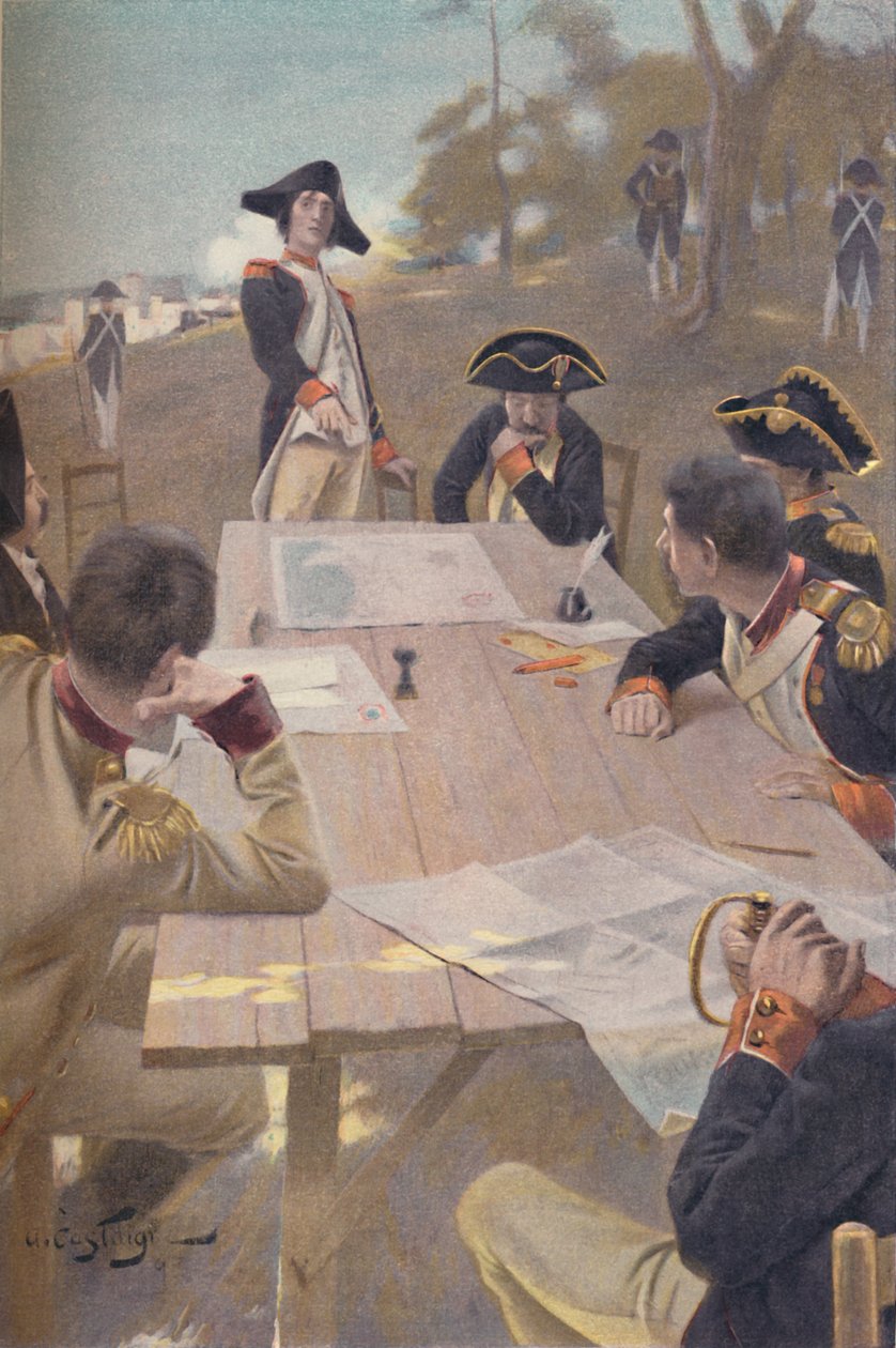 Bonaparte förklarar sin plan för intagandet av Toulon, 1793, 1896 av Unbekannt