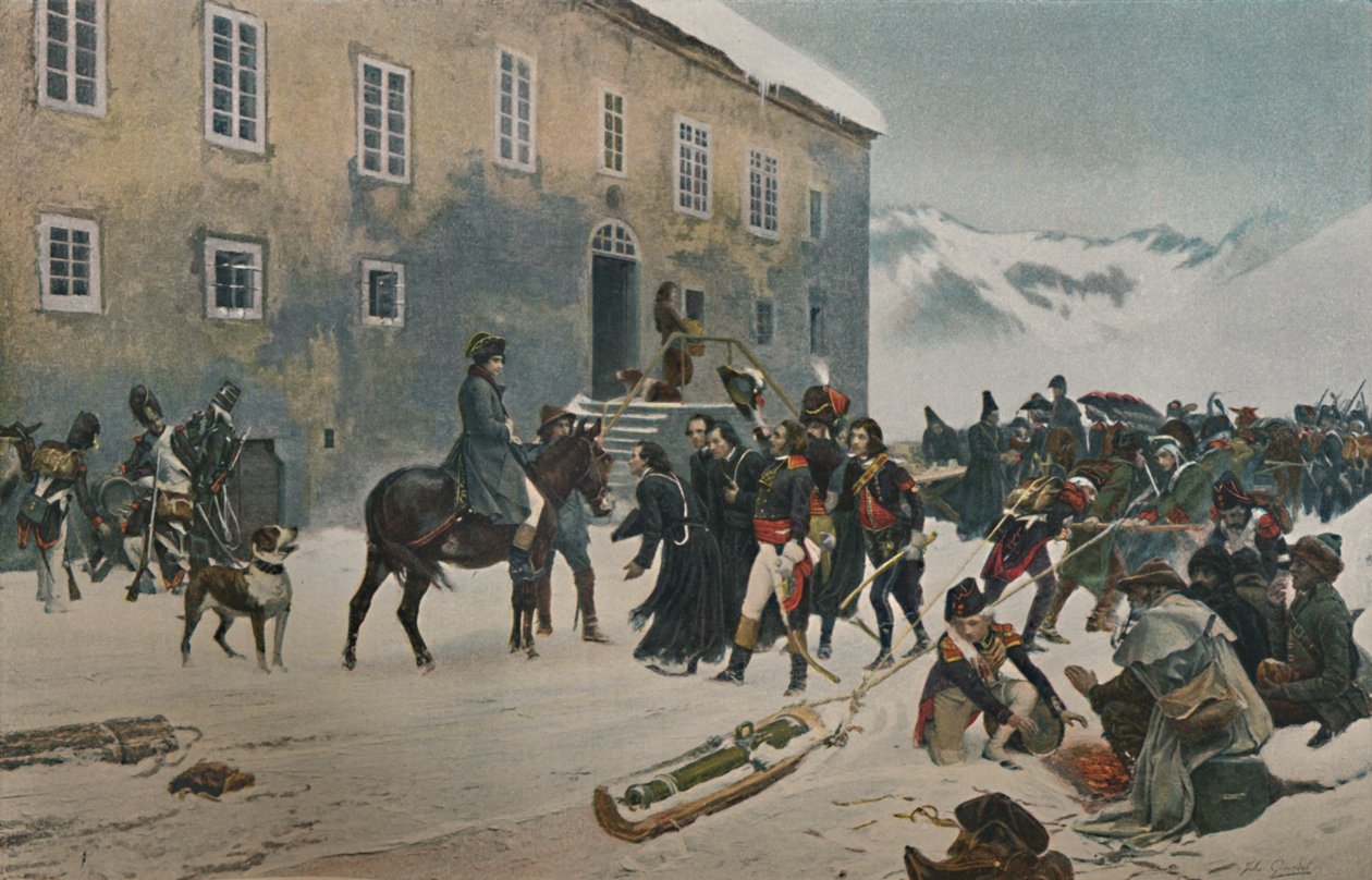Bonaparte mottogs av munkarna på berget St. Bernard. Passage av Alperna, maj 1800, 1896 av Unbekannt