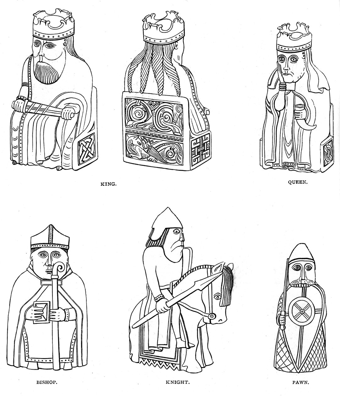 Benschackspelare av skandinavisk design, 1100- eller 1200-talet, 1892 av Unbekannt