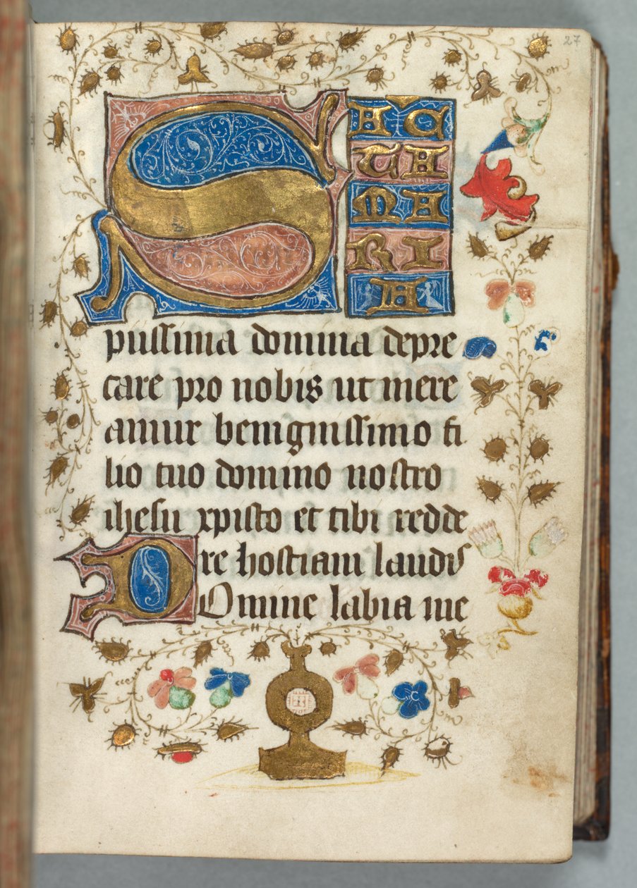 Tidsbok Användning av Metz: Fol. 27r, dekorerade initialer, ca. 1440. av Unbekannt