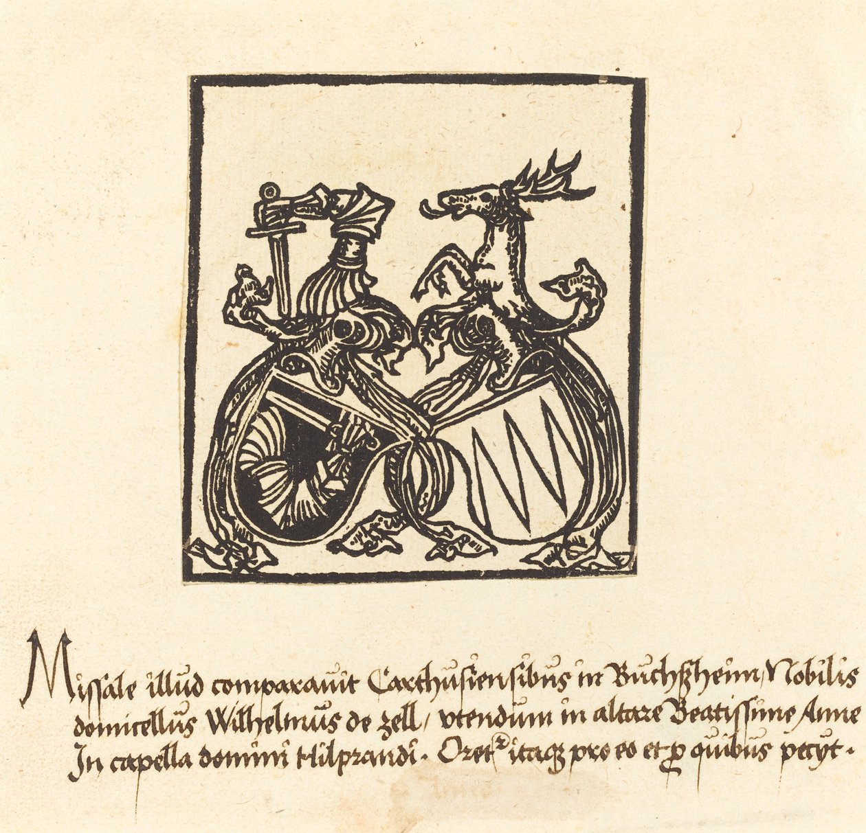 Bokskylt av Wilhelm von Zell, år 1500 eller efter. av Unbekannt