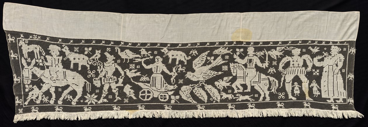 Kant med monterade och stående figurer, vagnar och djur, 1800-talet. av Unbekannt