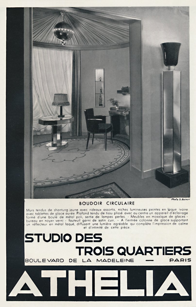 Circular Boudoir - Three Quarters Studio - Athelia, 1933 av Unbekannt