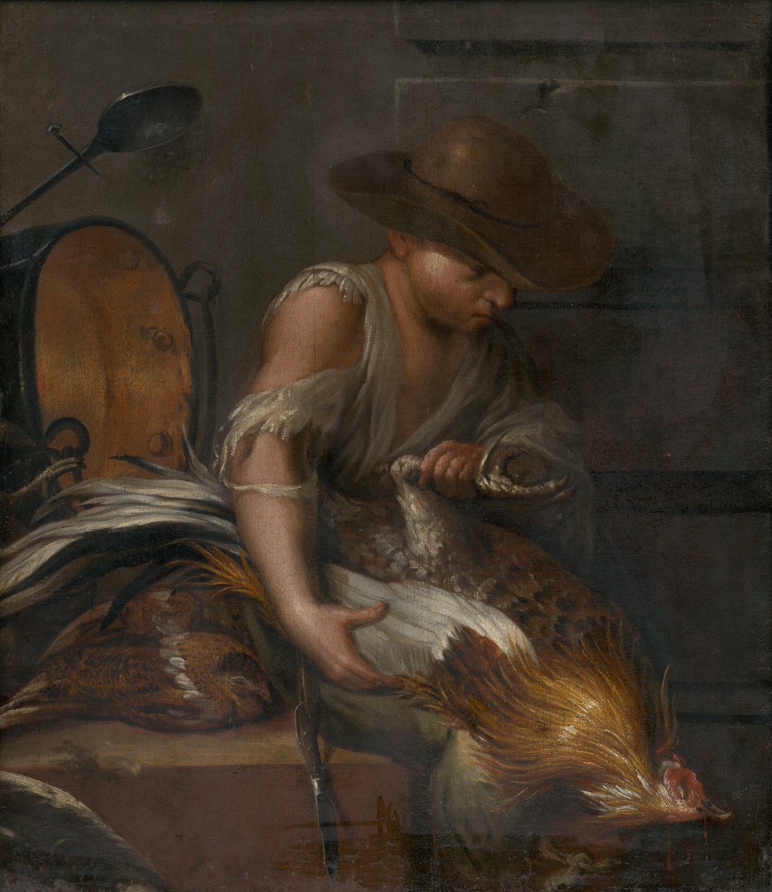 Boy with Poultry av Unbekannt
