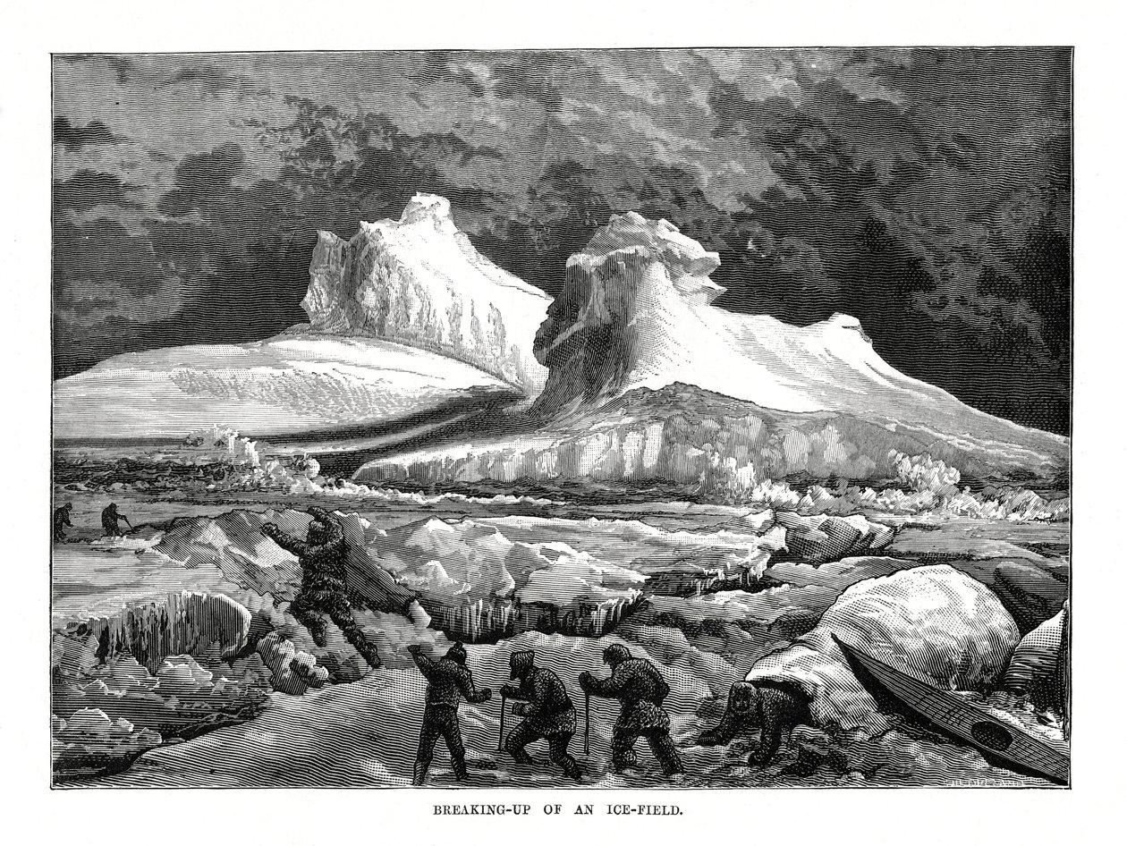 Uppbrytning av ett isfält, 1877 av Unbekannt