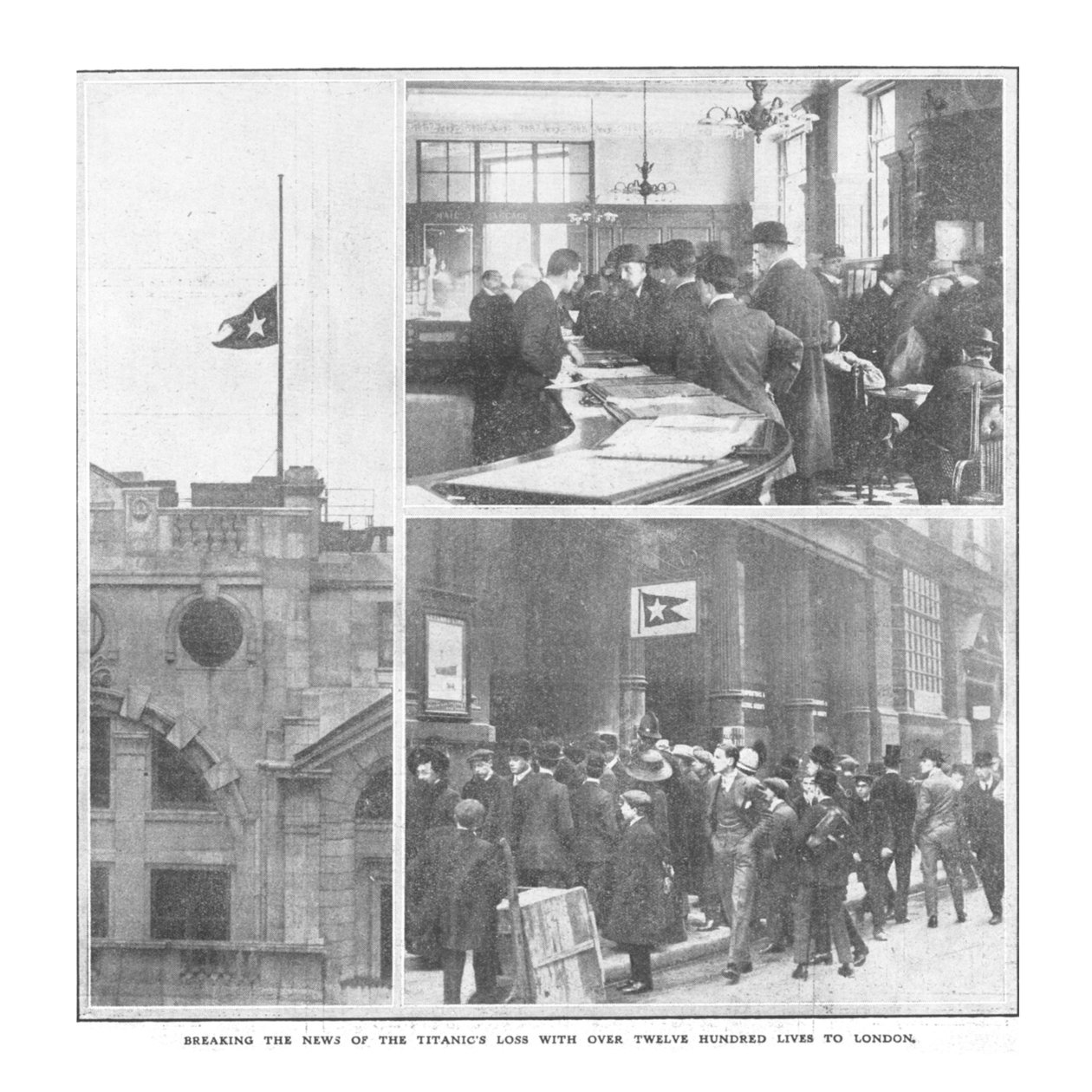 Breaking the News of Titanics-förlusten med över tolvhundra liv till London den 20 april 1912. av Unbekannt