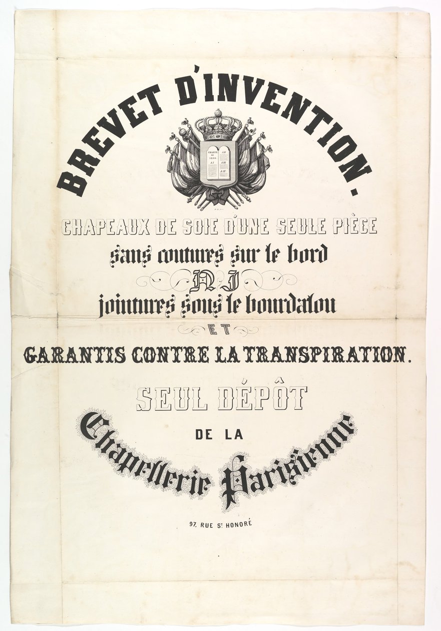 Patent. Sidenhattar i ett stycke..., 1800-tal. av Unbekannt