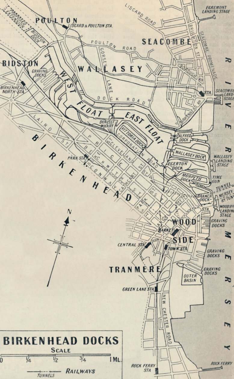 Birkenhead Docks ligger på Cheshire-sidan av floden Mersey, 1936 av Unbekannt