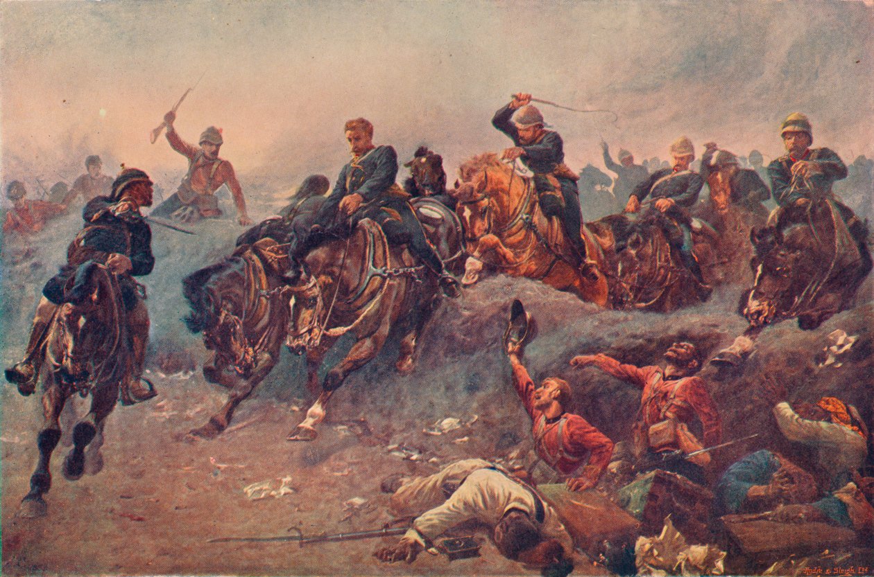 Brittiskt artilleri går in i fiendens linjer vid Tel-el-Kebir, Egypten, 1882, 1883 1906 av Unbekannt